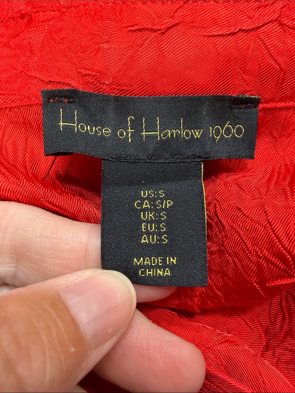 House of Harlow 1960 Vibrant Red Crinkle Textured Long Sleeve Button Down Shirt - Picture 6 of 7
